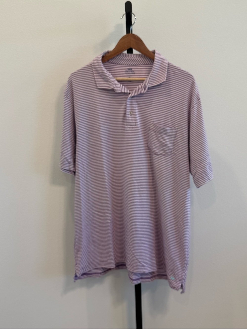 Peter Millar Seaside Wash Lavender and White Striped Polo XL Golf Casual Weekend